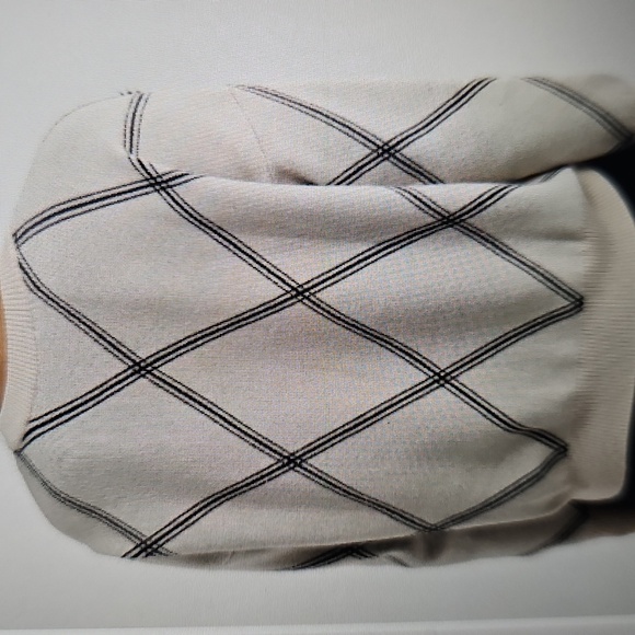 NWT T Tahari Geometric Crewneck Longsleeve Sweater Alpaca/Black Large - Picture 2 of 14